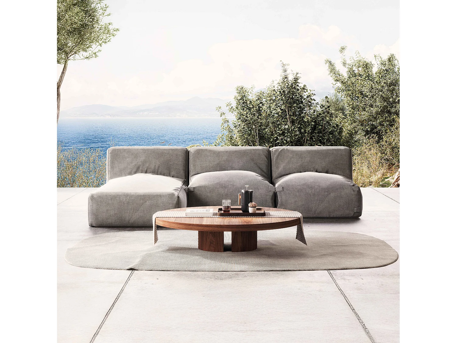 Salon de jardin modulable 3 places gris - Mixi