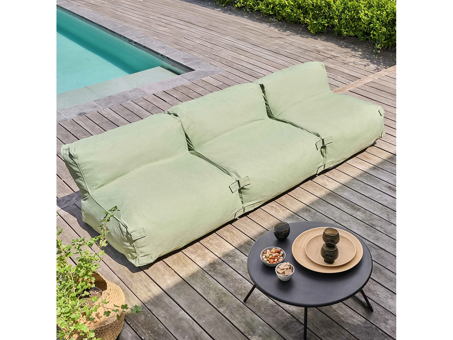 Salon de jardin modulable 3 places vert cactus - Mixi