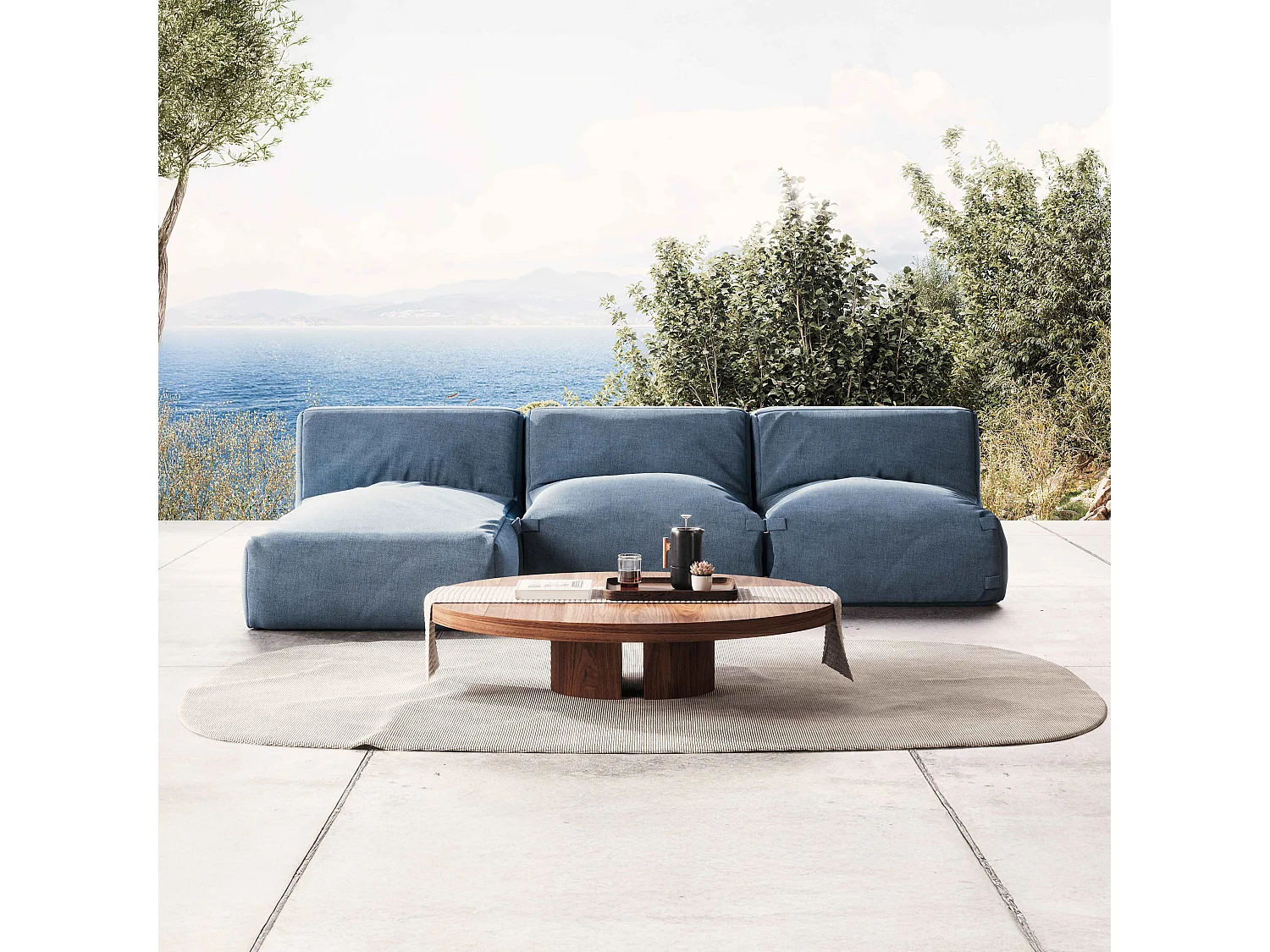 Salon de jardin modulable 3 places bleu pacific - Mixi