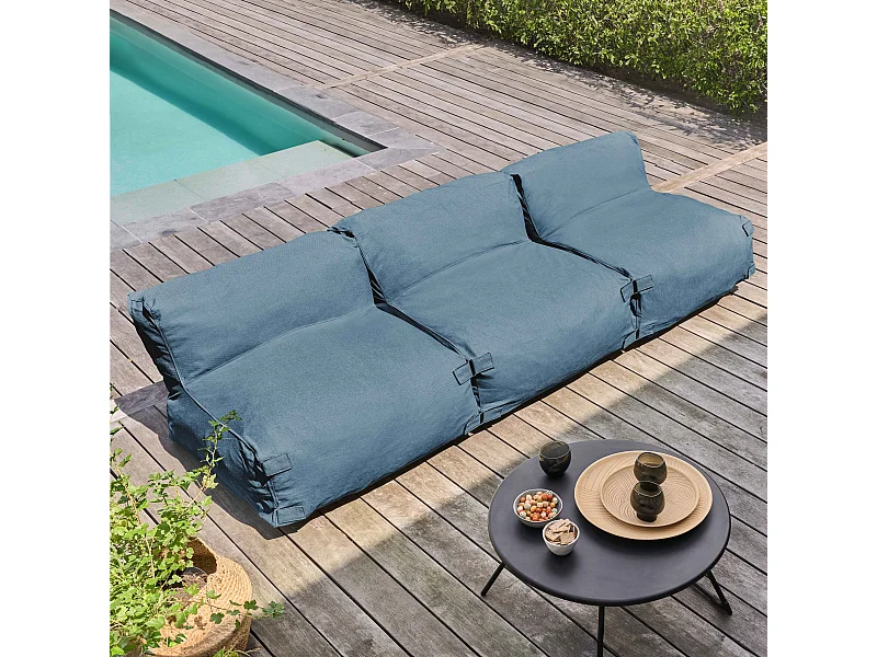 Salon de jardin modulable 3 places bleu pacific - Mixi