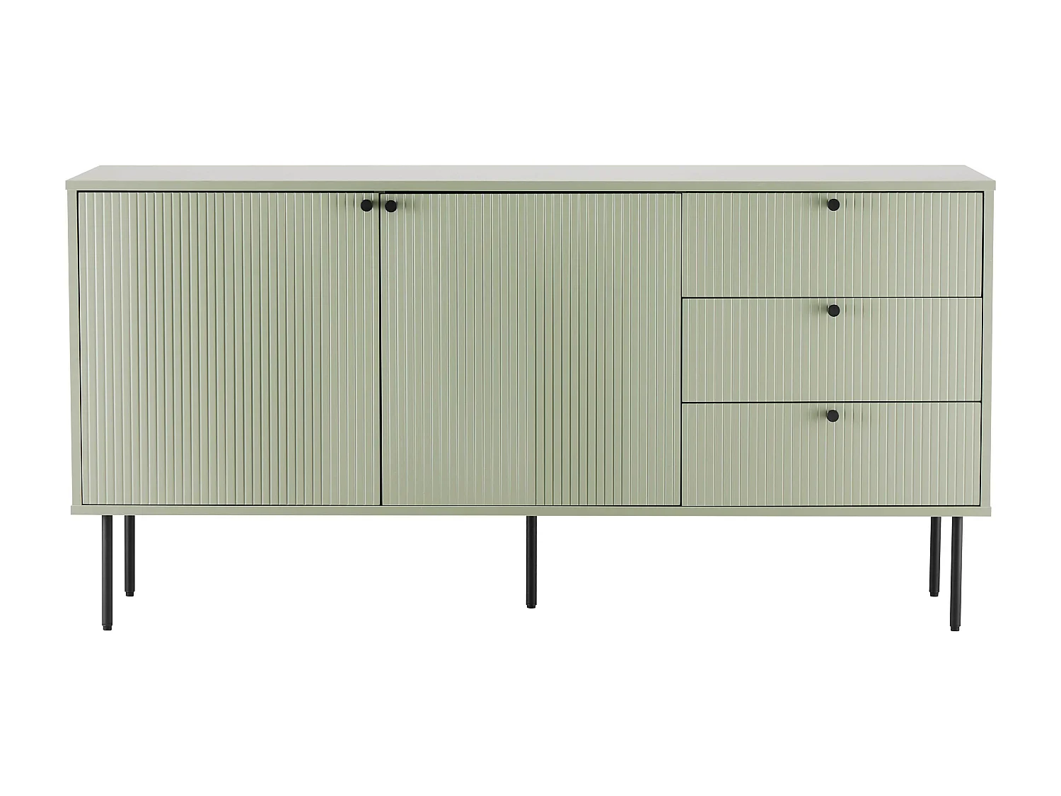 Buffet 2 portes et 3 tiroirs décor mélaminé 150 cm vert sauge