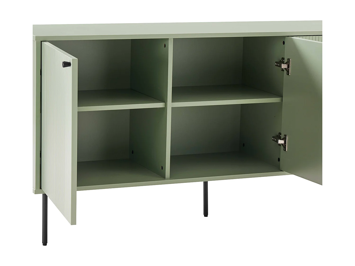 Buffet 2 portes et 3 tiroirs décor mélaminé 150 cm vert sauge
