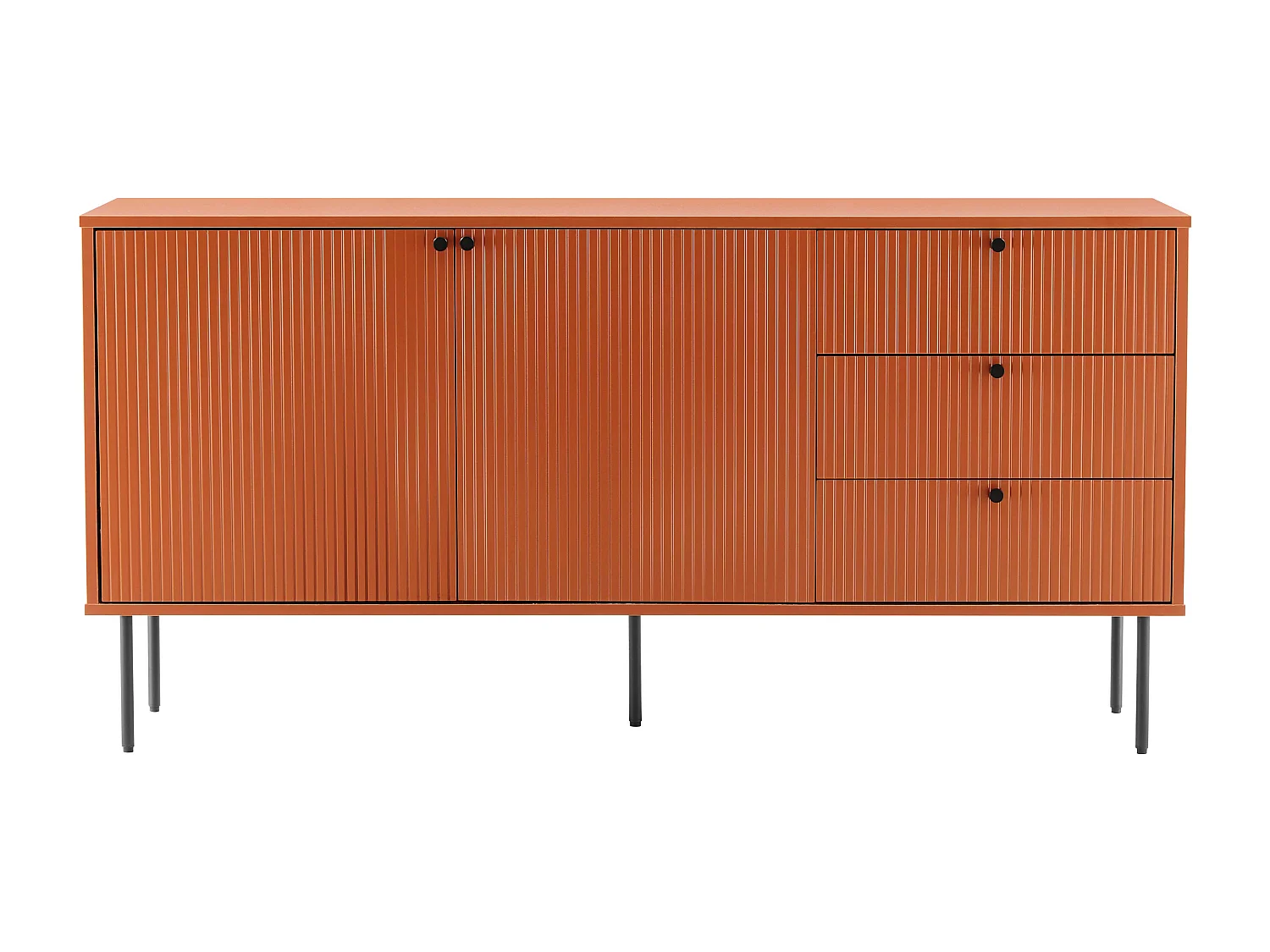 Buffet 2 portes et 3 tiroirs décor mélaminé 150 cm orange