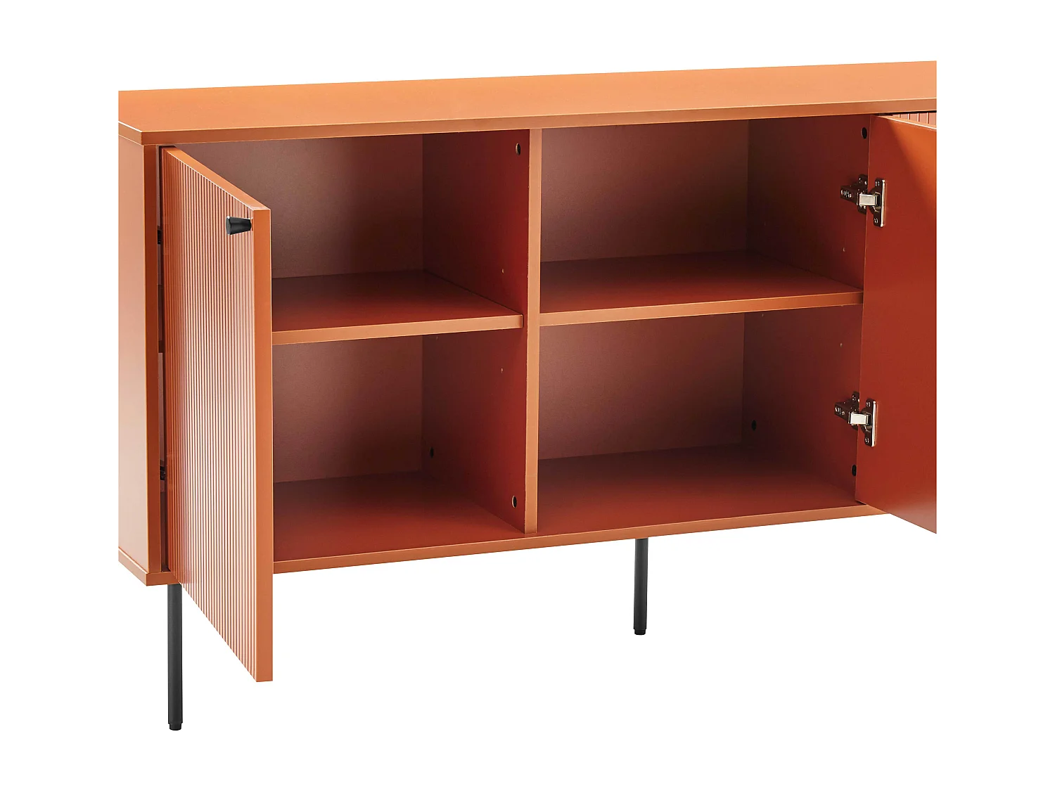 Buffet 2 portes et 3 tiroirs décor mélaminé 150 cm orange