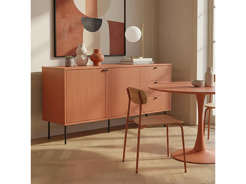 Dressoir 2 deuren en 3 laden melamine decor 150 cm oranje