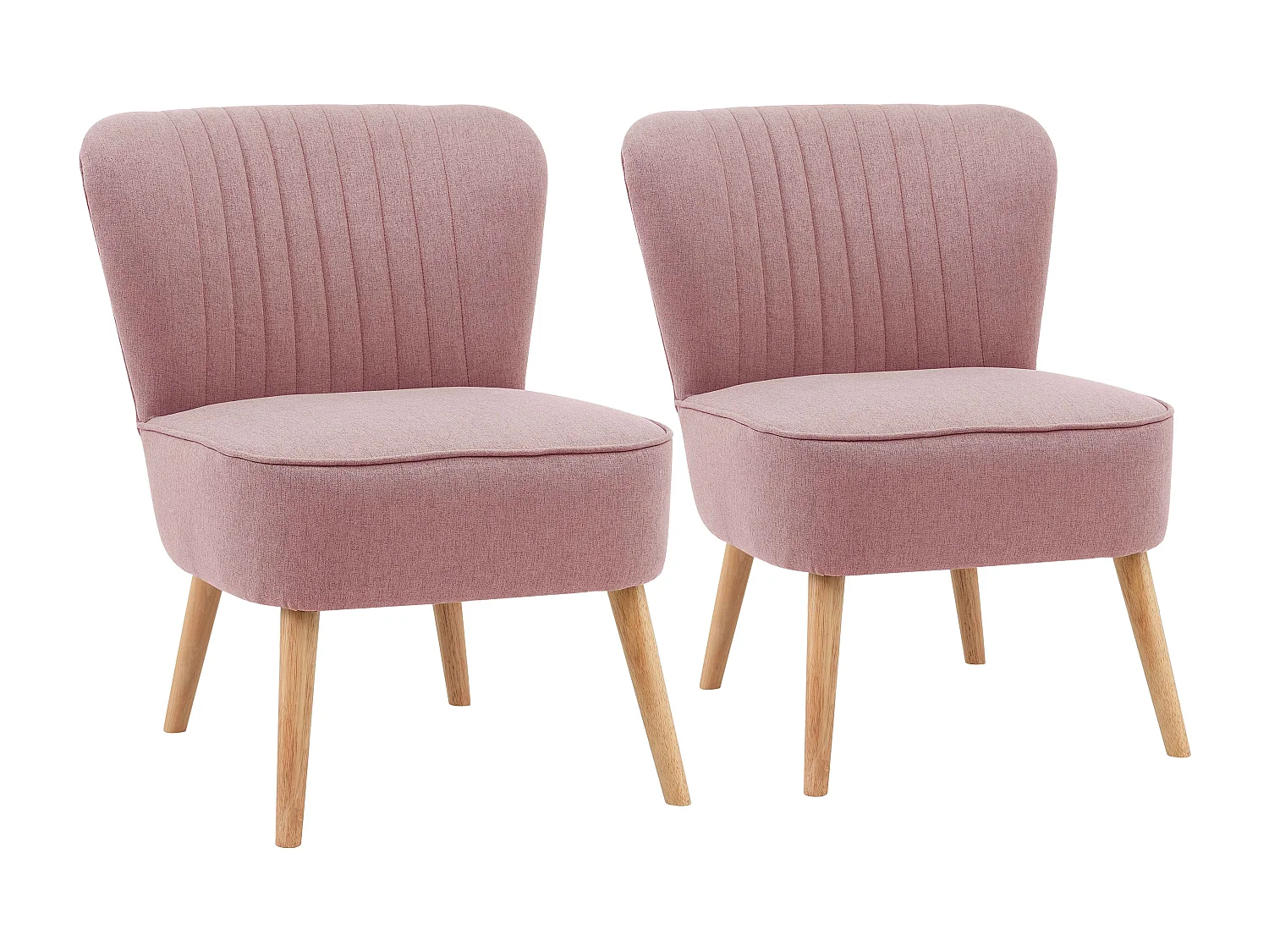 Lot de 2 fauteuils style crapaud en tissu rose
