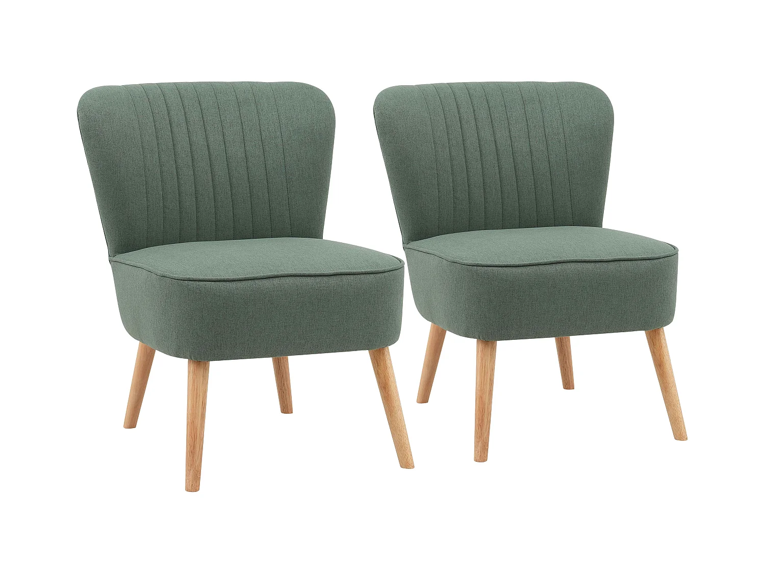 Set van 2 fauteuils in paddenstijl in groene stof