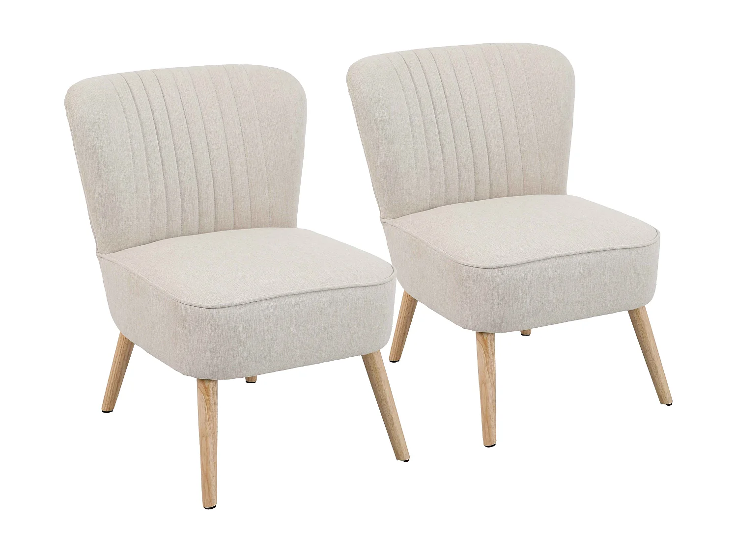 Lot de 2 fauteuils style crapaud en tissu beige