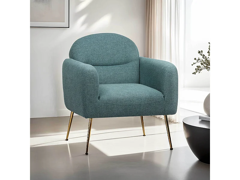 Fauteuil relax en acier et tissu bleu