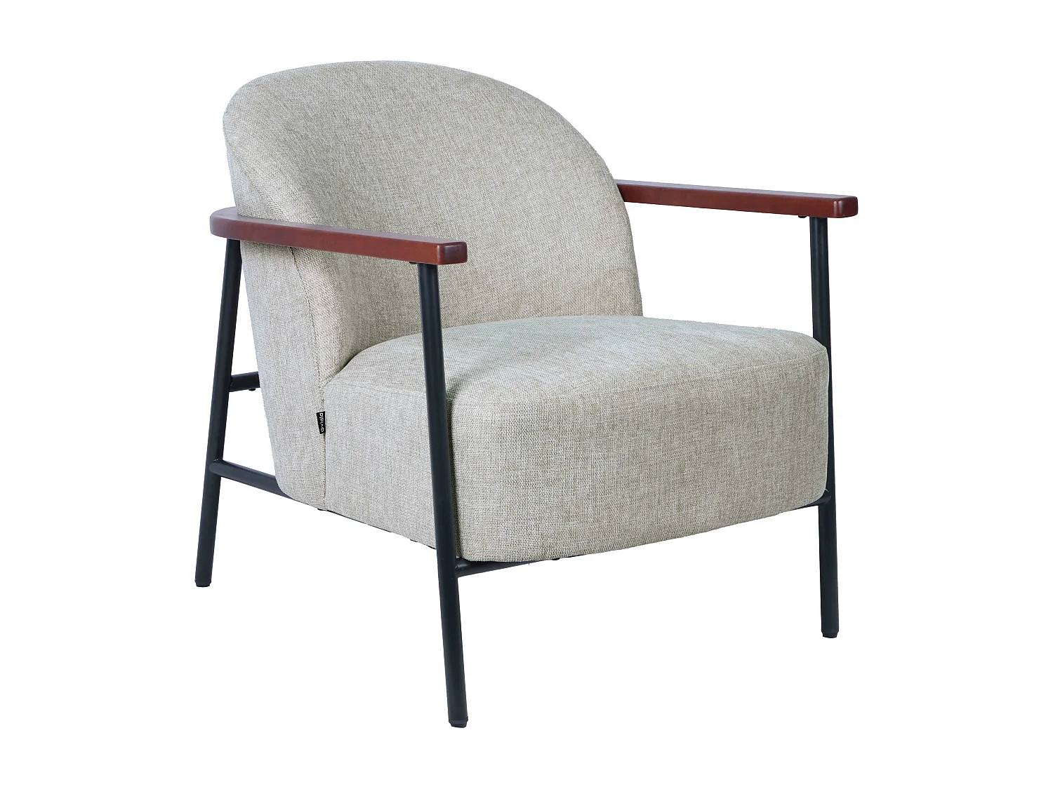 Fauteuil relax en acier, bois et tissu beige