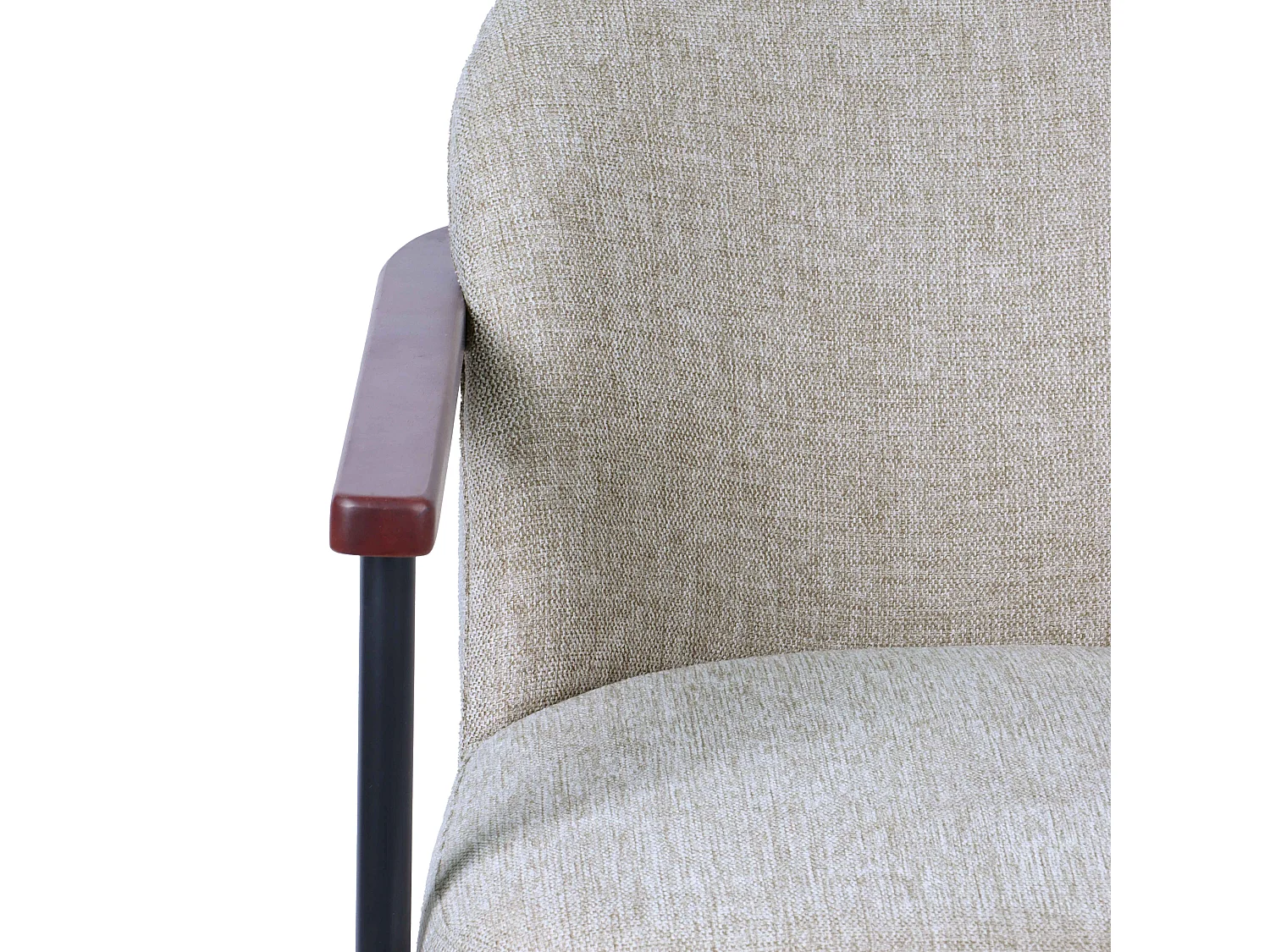 Fauteuil relax en acier, bois et tissu beige