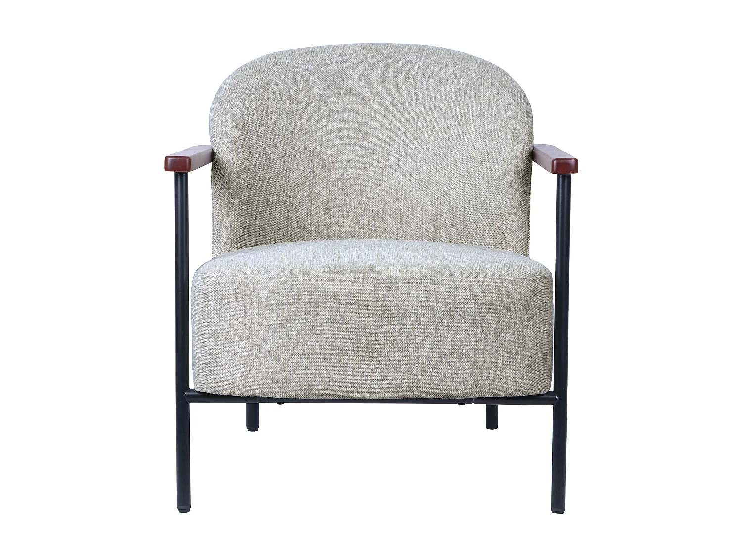 Fauteuil relax en acier, bois et tissu beige