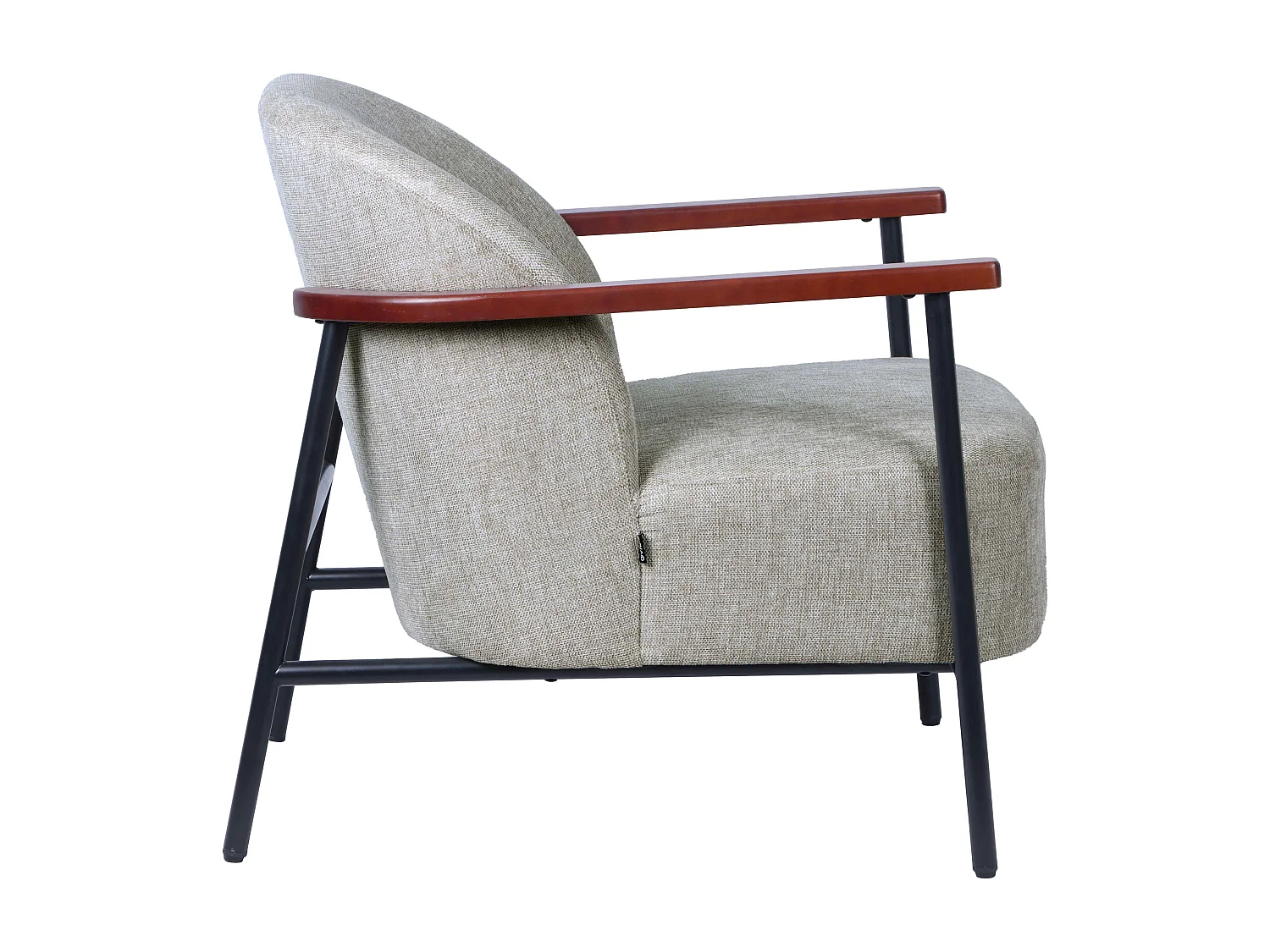 Fauteuil relax en acier, bois et tissu beige