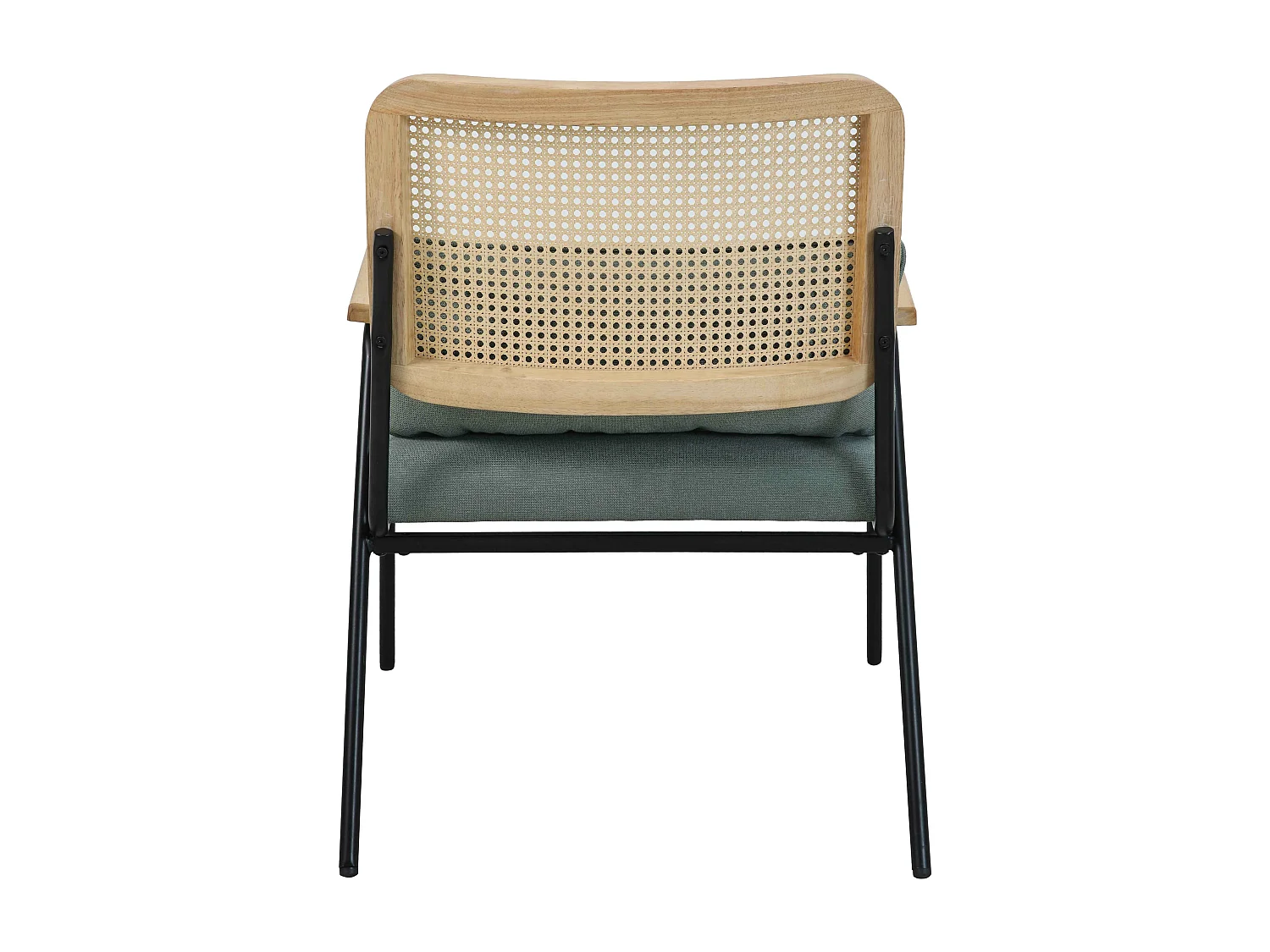 Fauteuil relax en acier, rotin synthétique et tissu vert