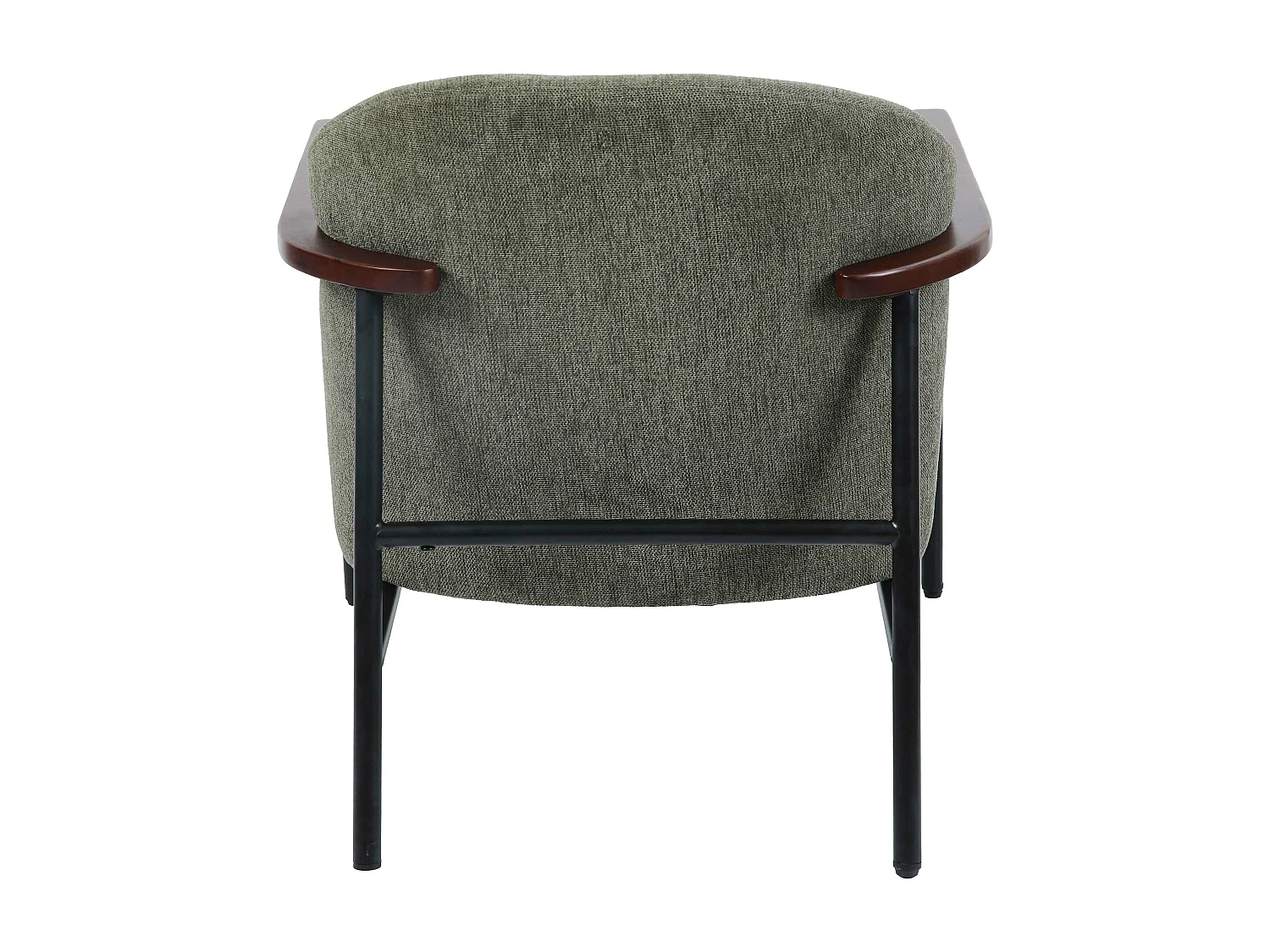 Fauteuil relax en acier, bois et tissu vert foncé