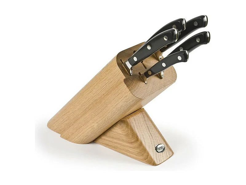 Bloque de Cuchillos de Cocina Ergoforge 17, Negro, 33x31x13 cm, Sanelli