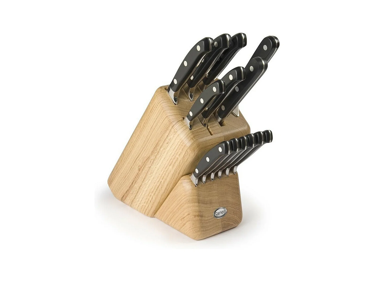 Bloc de Couteaux de Cuisine Ergoforge, Noir, 33x31x13 cm, Sanelli
