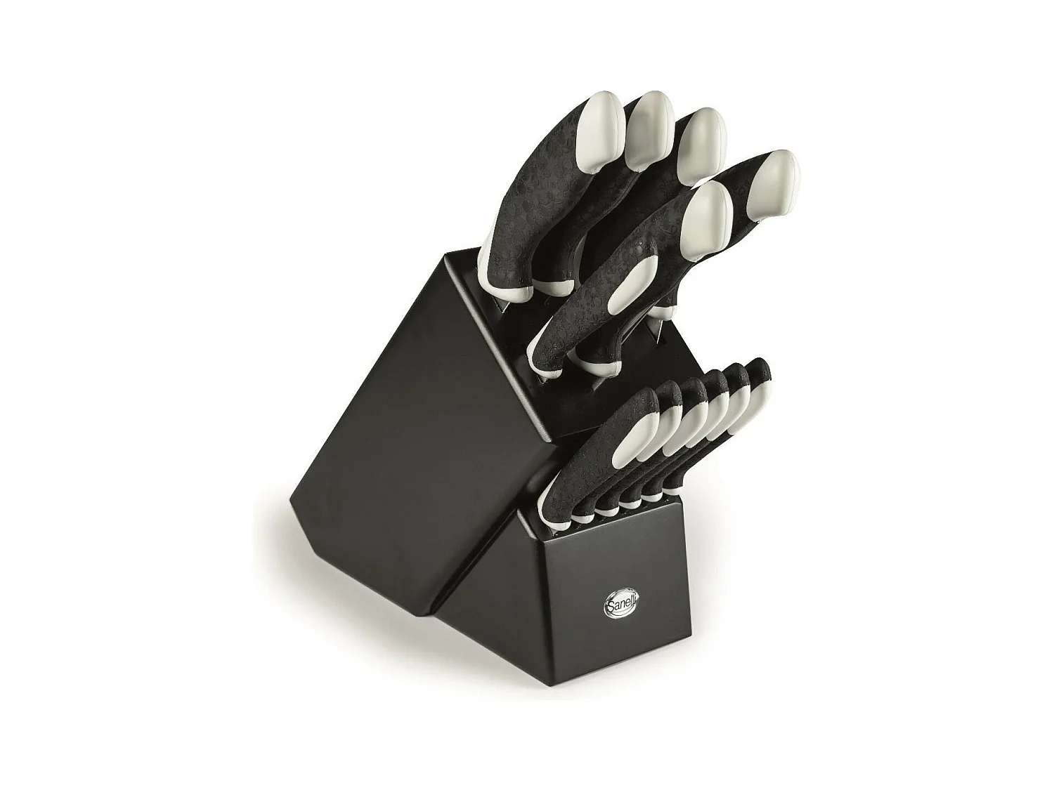 Bloc de Couteaux de Cuisine Sakura, Noir, 34x31x13 cm, Sanelli