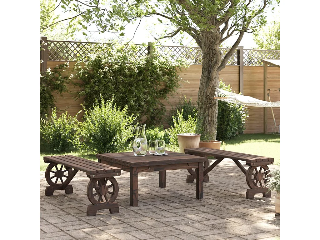 Panche da Giardino 2 pz in Legno Massello di Abete