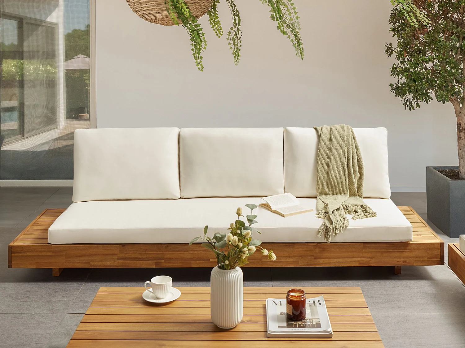 Canapé de jardin 3 places MARETTIMO Bois d'acacia certifié Marron