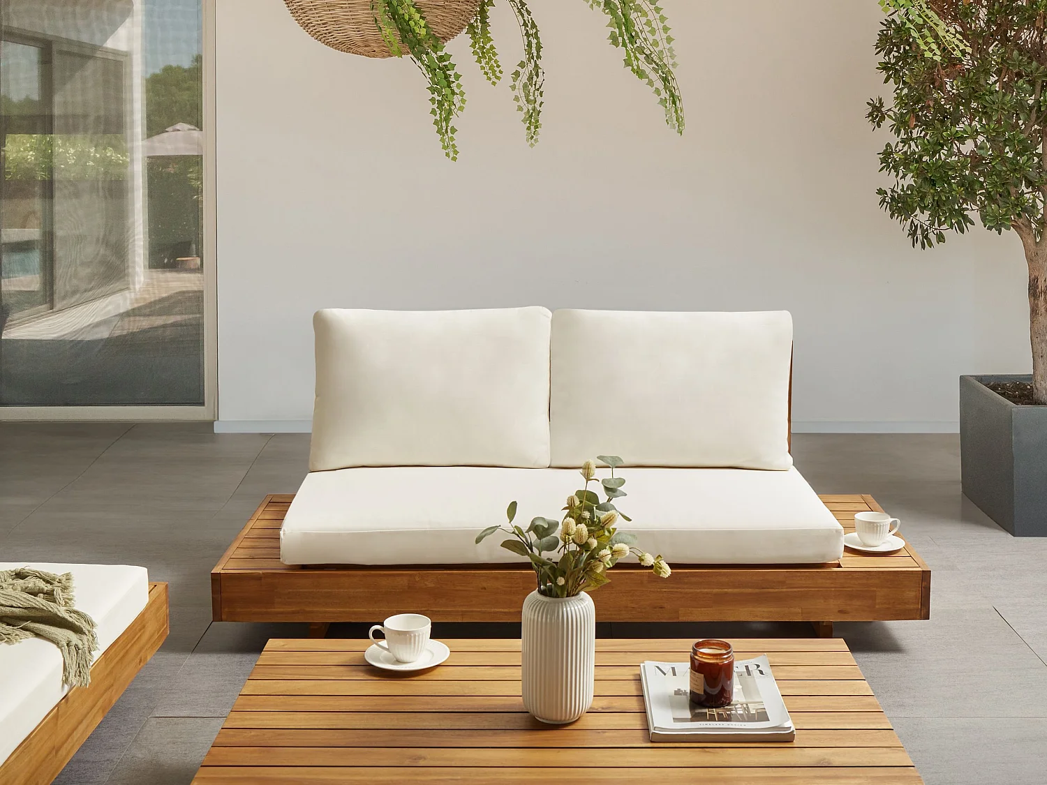 Canapé de jardin 2 places MARETTIMO Bois d'acacia certifié Marron