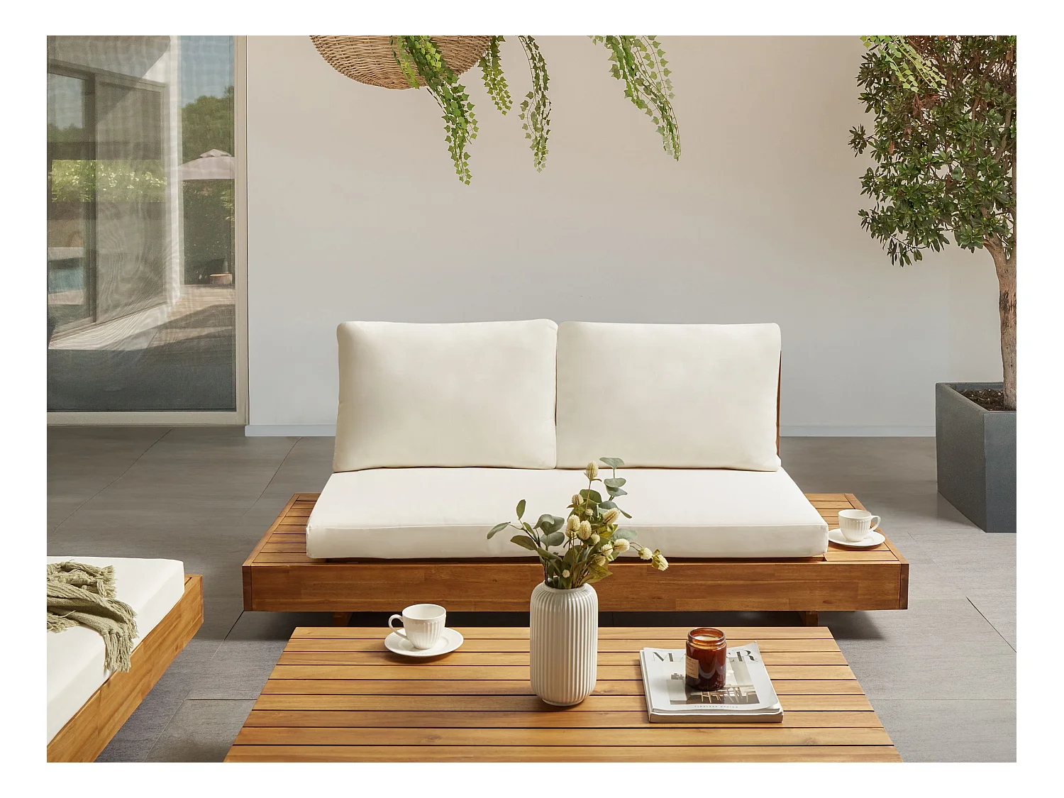 Canapé de jardin 2 places MARETTIMO Bois d'acacia certifié Marron
