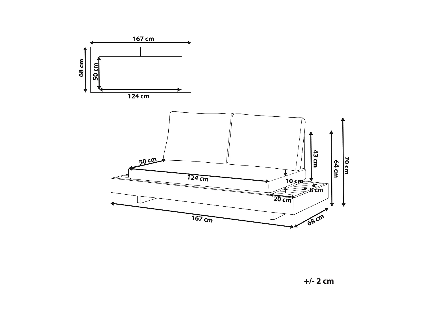 Gartensofa 2-Sitzer MARETTIMO zertifiziertes Akazienholz Braun