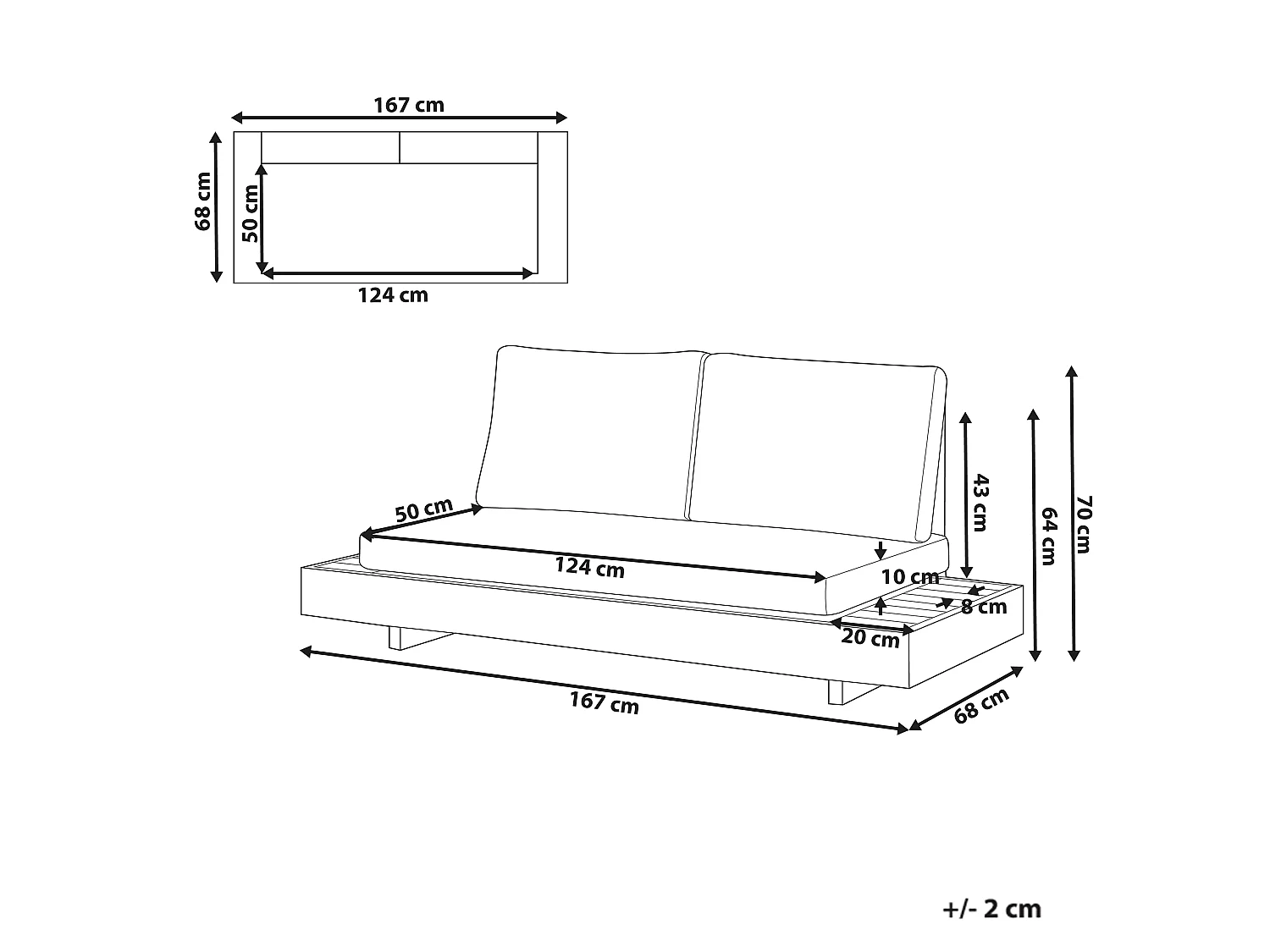 Gartensofa 2-Sitzer MARETTIMO zertifiziertes Akazienholz Braun