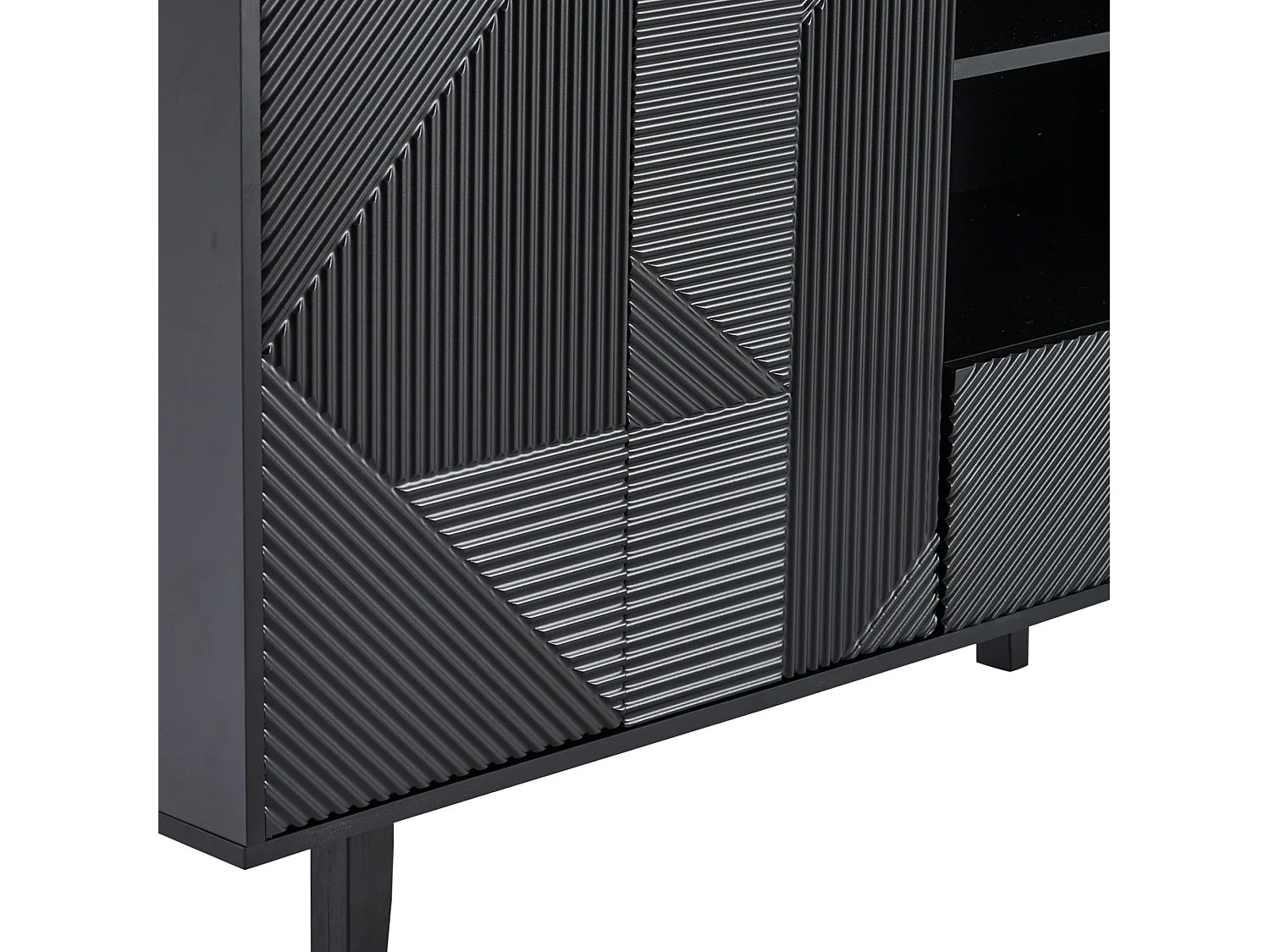 Buffet - 2 portes + 1 tiroir + 2 comprtiments ouverts - Noir