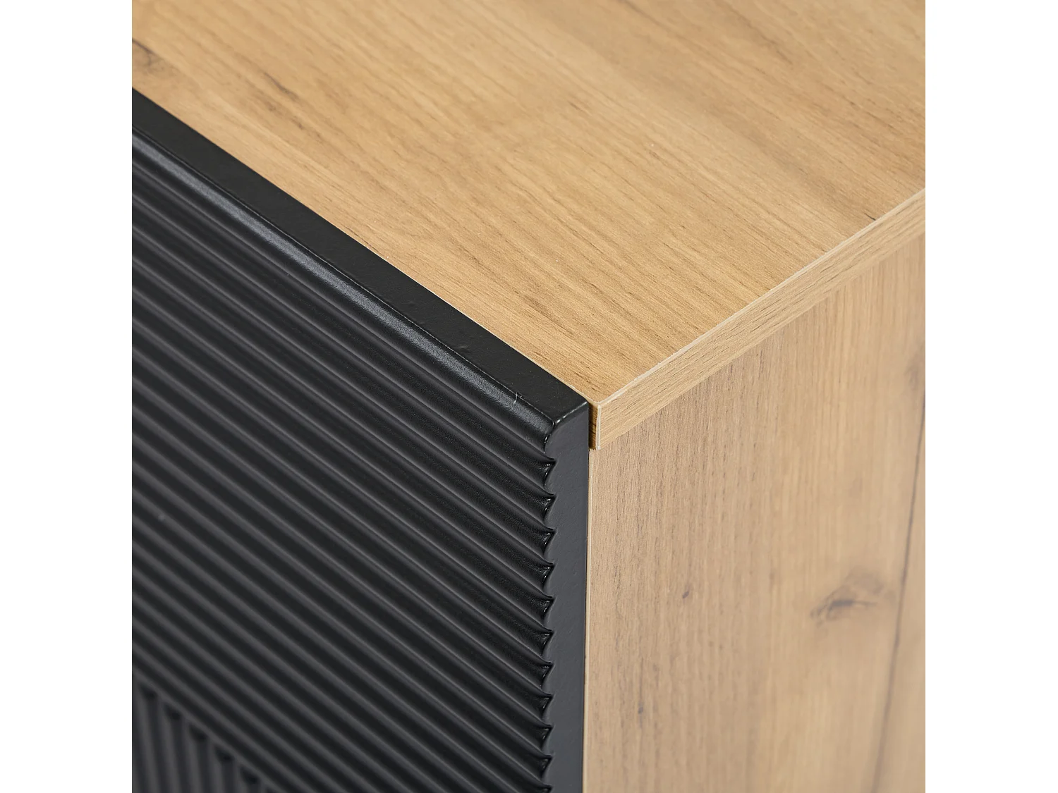 Dressoir met 4 deuren en 2 laden - Naturel & Zwart