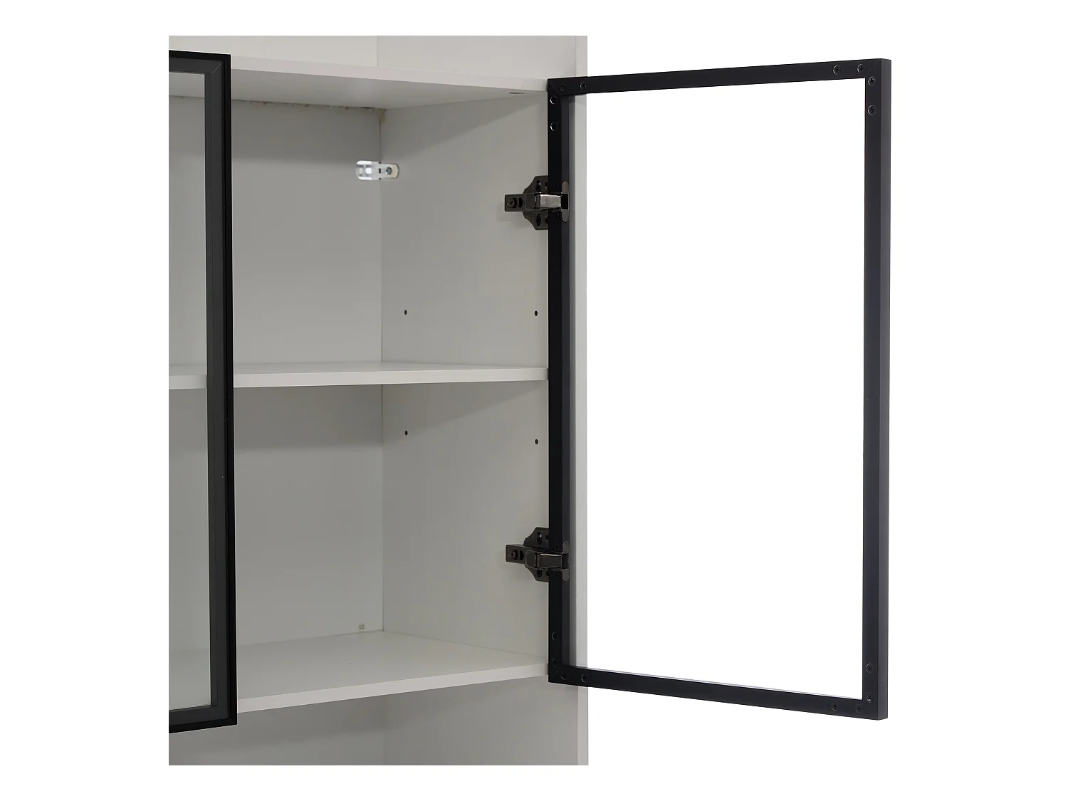 Vitrine 32x80x153,5 cm mit LED - 2 Glastüren und 1 große Schublade - Weiß