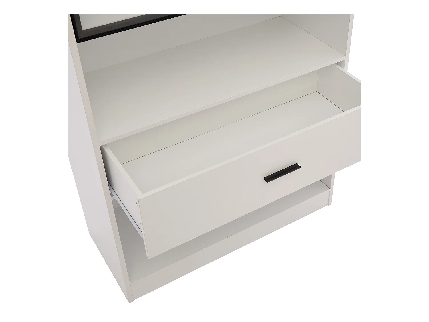 Vitrine 32x80x153,5 cm mit LED - 2 Glastüren und 1 große Schublade - Weiß