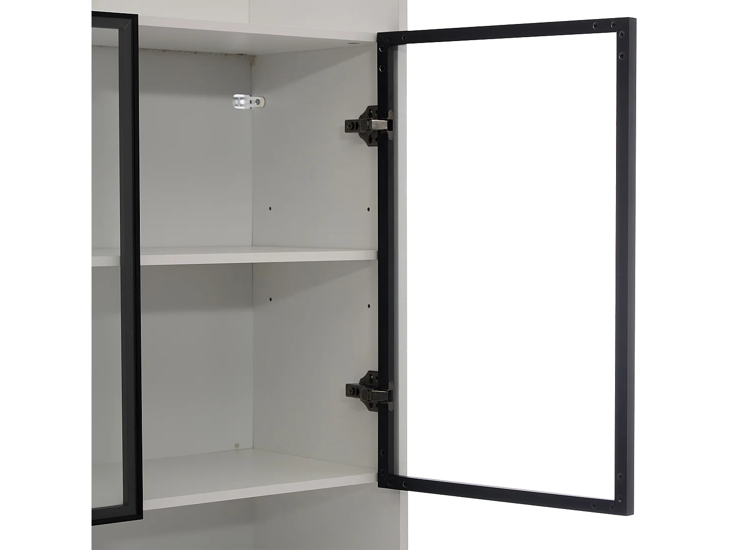 Vitrine 32x80x153.5 cm avec LED - 2 portes vitrées et 1 grand tiroir - Blanc