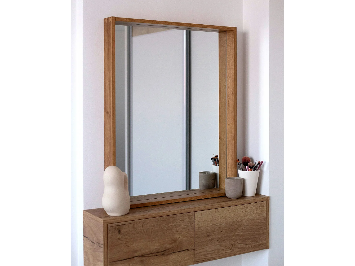 Miroir ROSELL 80 cm 65 cm Bois d'ingénierie Marron clair