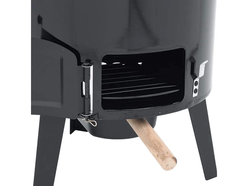 Goulashkanon met schoorsteen en deksel geëmailleerd staal zwart