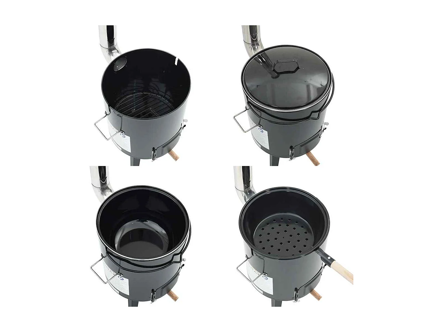 Goulashkanon met schoorsteen en deksel geëmailleerd staal zwart