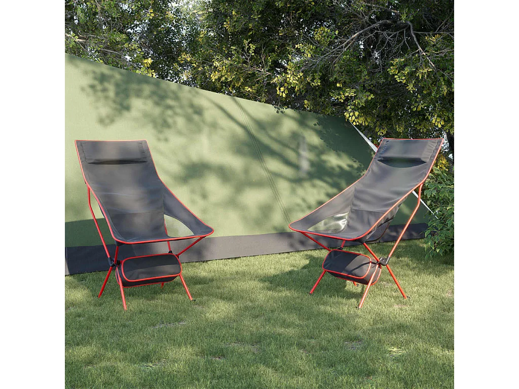 Chaise de camping pliables lot de 2 noir tissu oxford aluminium