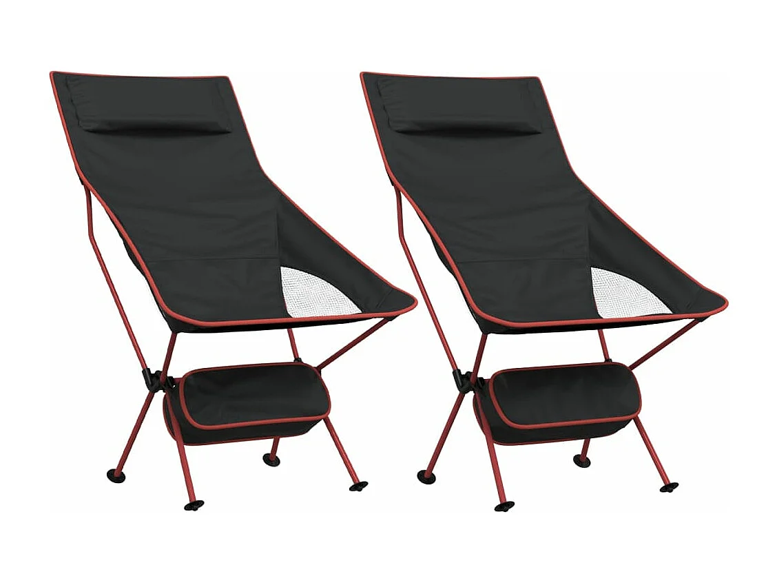 Chaise de camping pliables lot de 2 noir tissu oxford aluminium
