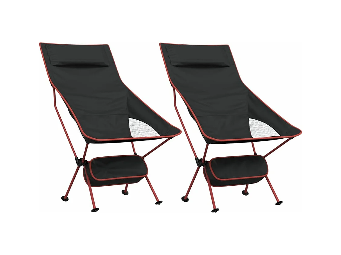 Campingstoelen 2 st inklapbaar oxford stof en aluminium zwart