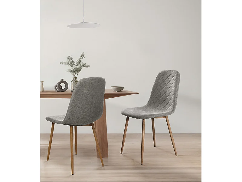 Pack de 4 sillas de comedor de 86x45x54 cm de tela en color gris con patas roble Suiz