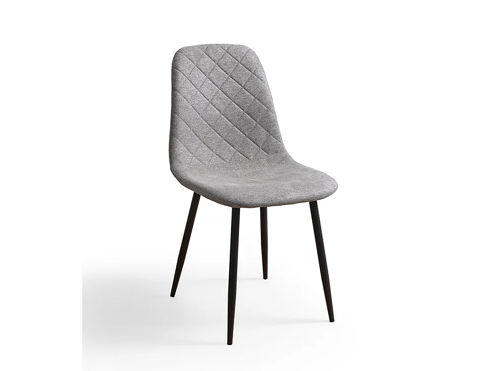 Pack de 4 sillas de comedor de 86x45x54 cm de tela en color gris con patas negras Suiz