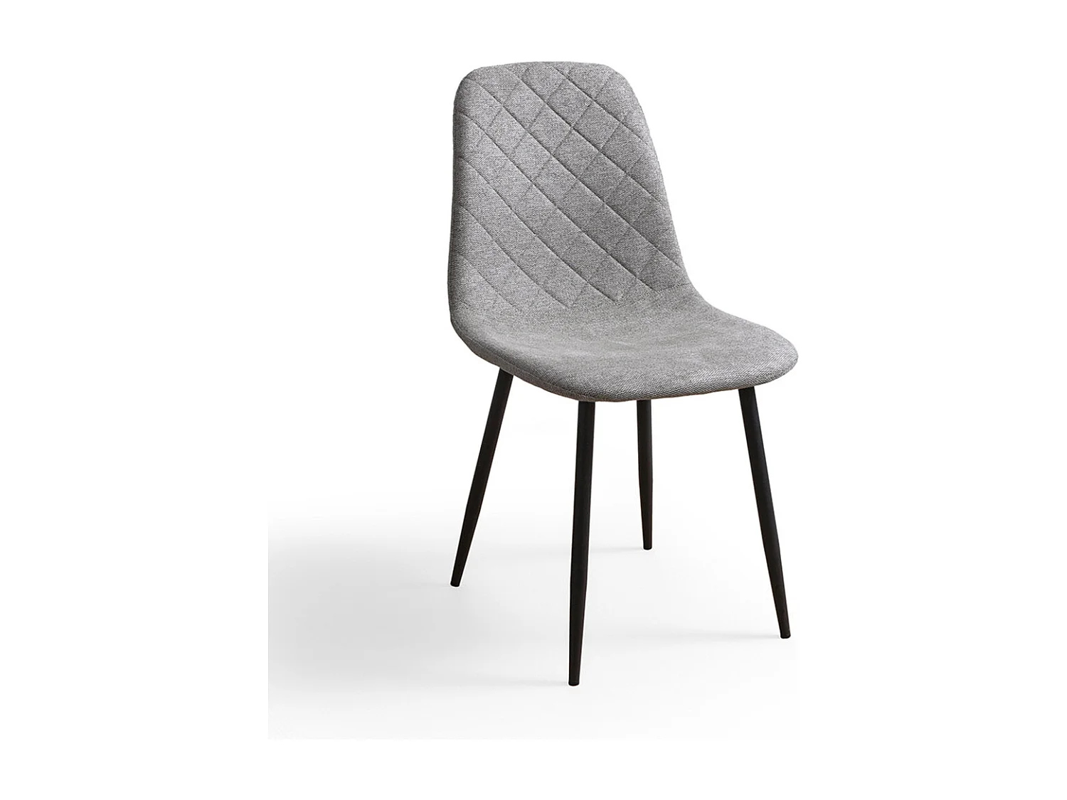 Pack de 4 sillas de comedor de 86x45x54 cm de tela en color gris con patas negras Suiz