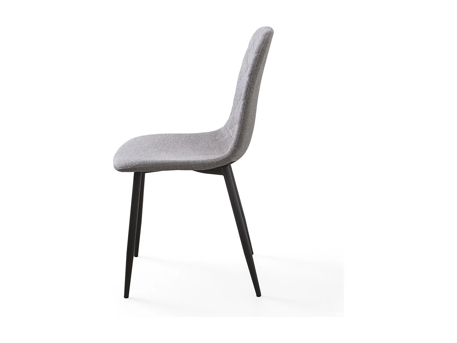 Pack de 4 sillas de comedor de 86x45x54 cm de tela en color gris con patas negras Suiz