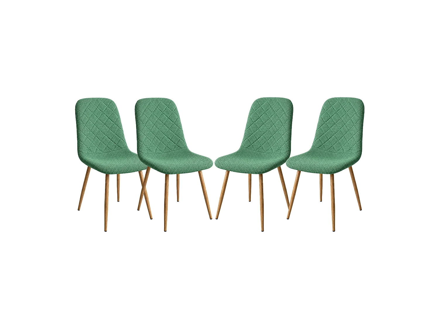 Pack de 4 sillas de comedor de 86x45x54 cm de tela en color verde con patas roble Suiz