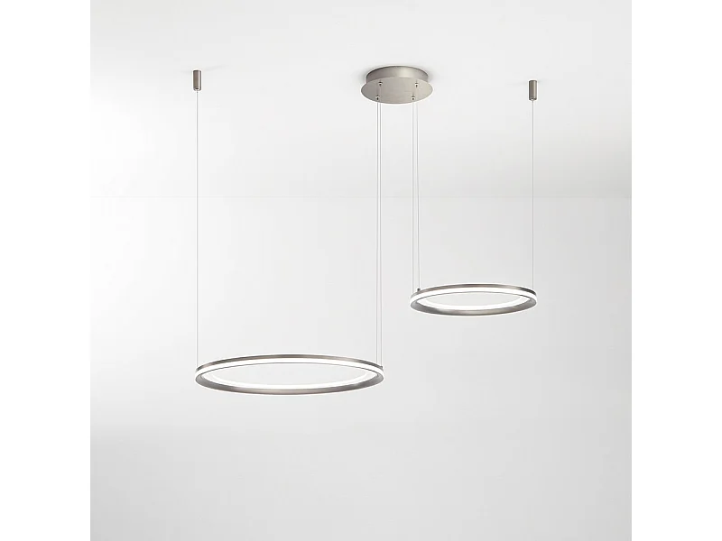 Lustre suspendu double LED EDGE 99W Gris Titane Perenz