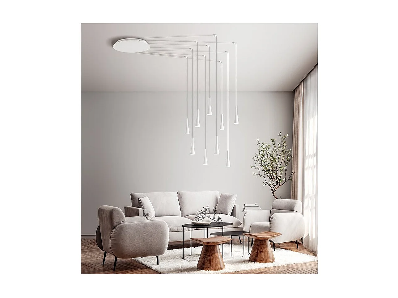 Lámpara colgante CONE Blanco mate 9x7W 3000K Perenz