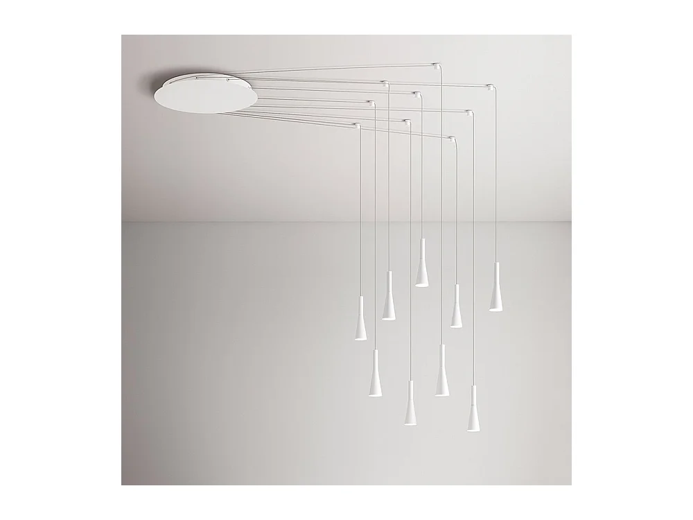 CONE Pendelleuchter Mattweiß 9x7W 3000K Perenz