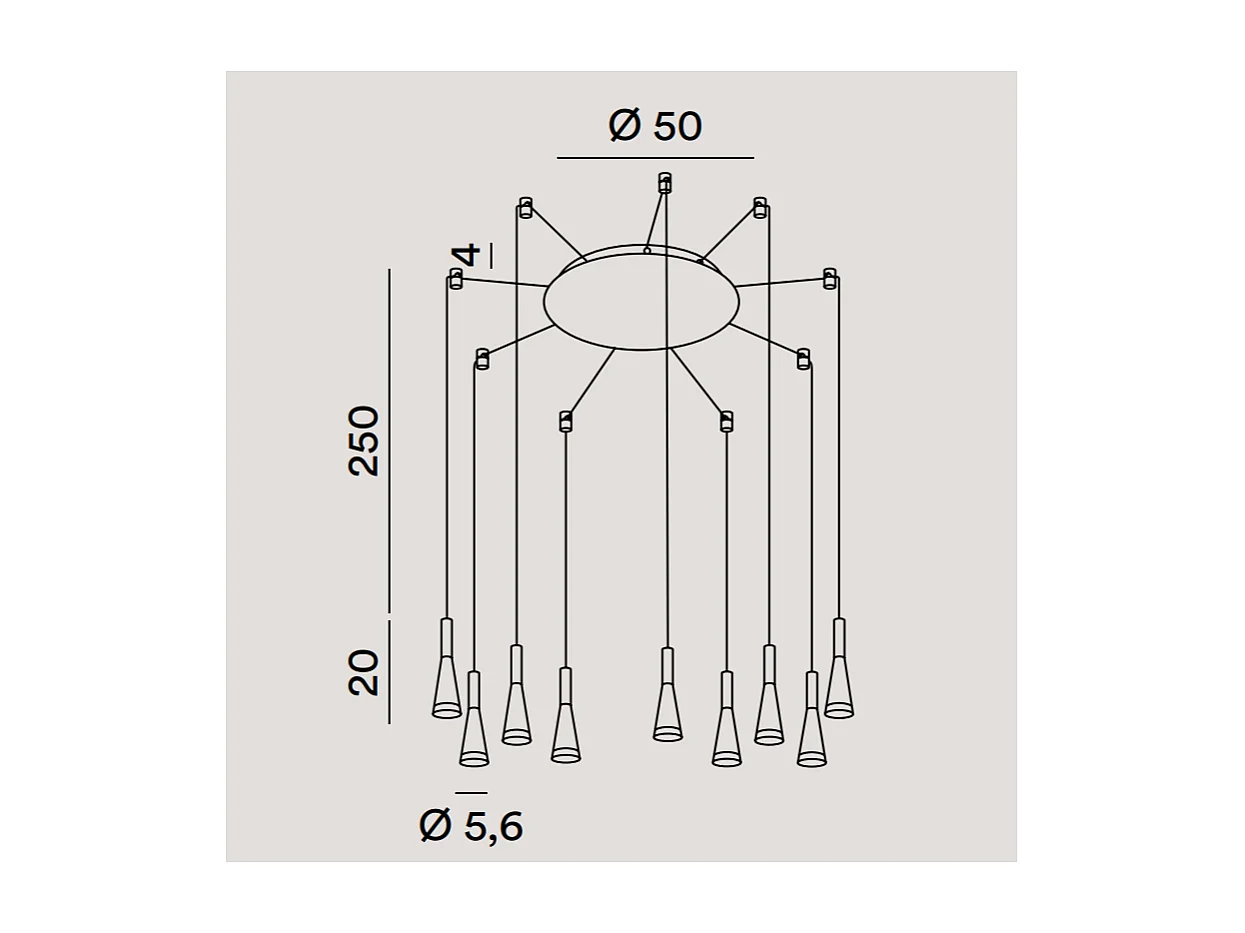 CONE pendelkroonluchter Mat wit 9x7W 3000K Perenz