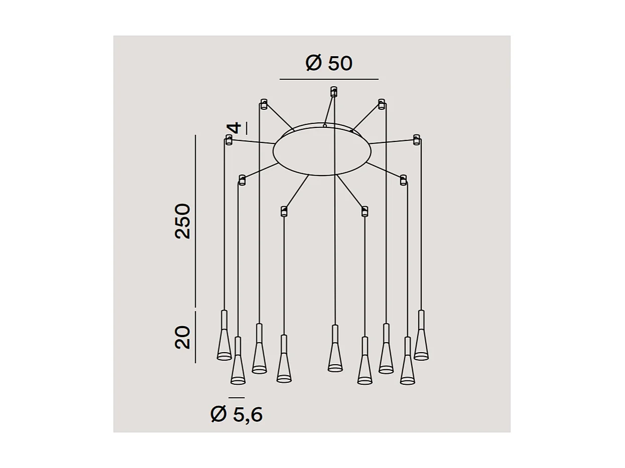 Lámpara colgante CONE Blanco mate 9x7W 3000K Perenz