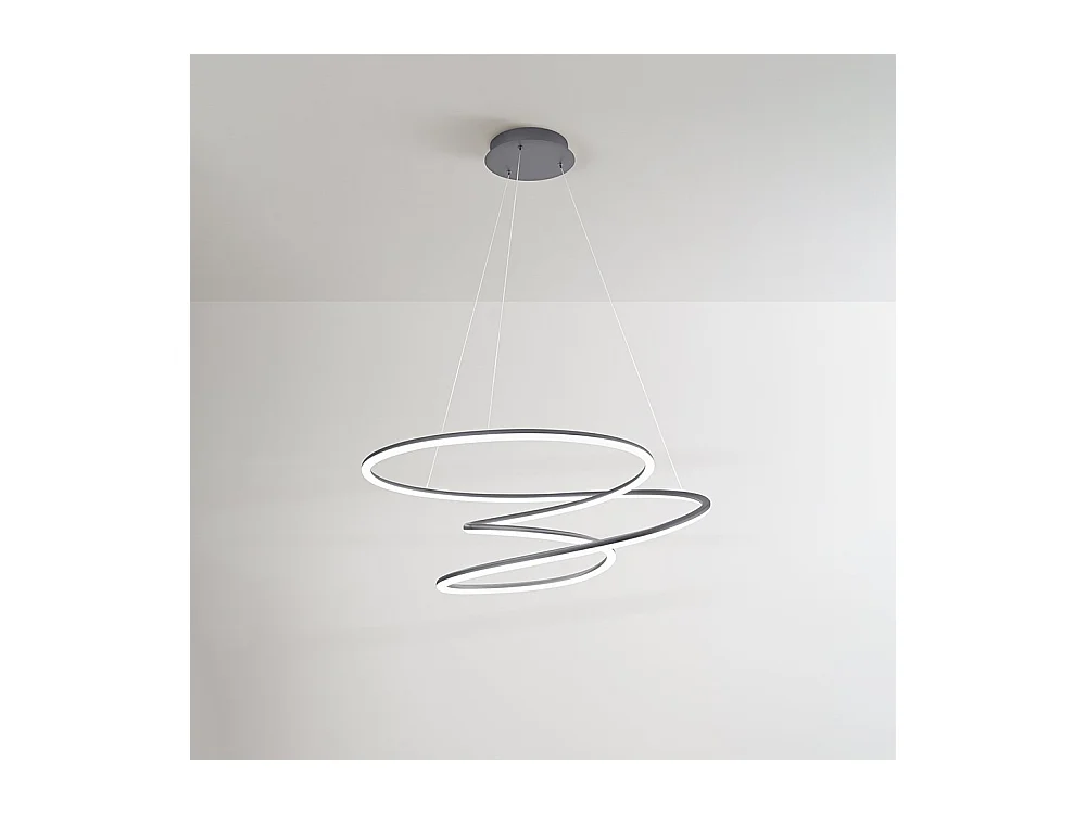 Sospensione a led SPIRA in metallo colore grigio metallizzato 96W